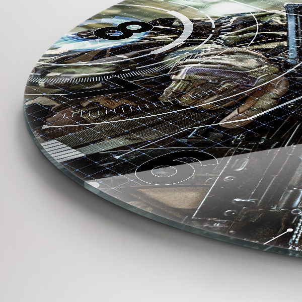 Pendule murale ronde Soldat avec une arme à feu