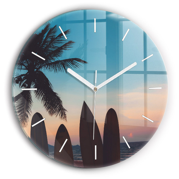 Pendule murale ronde Surfer sur la plage