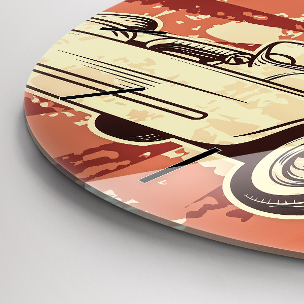 Pendule murale ronde Voiture rétro vintage