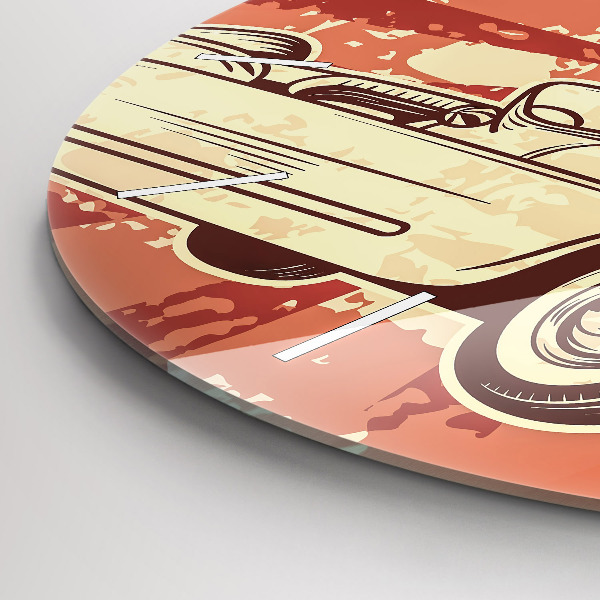 Pendule murale ronde Voiture rétro vintage