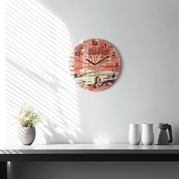 Pendule murale ronde Voiture rétro vintage