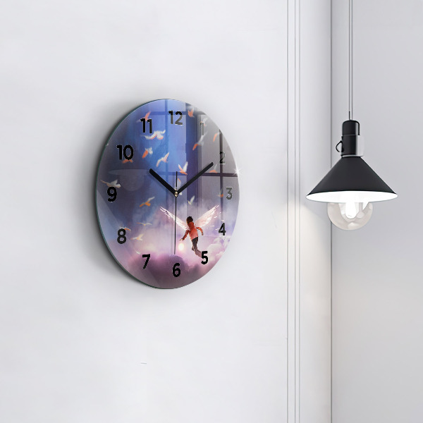 Pendule murale ronde Garçon avec des ailes