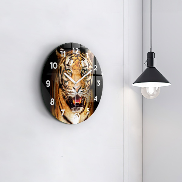 Pendule murale ronde Tigre - regard sauvage