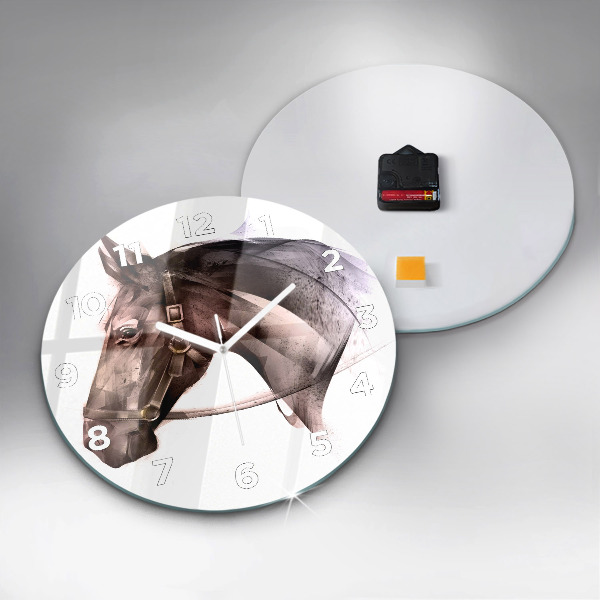 Pendule murale ronde Profil de cheval peint