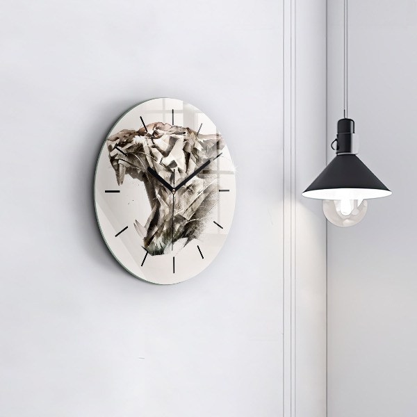 Pendule murale ronde 'portrait peint d''un tigre'
