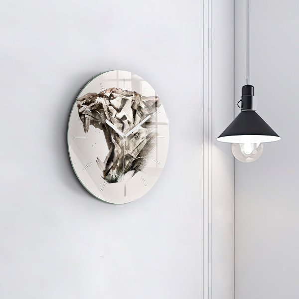 Pendule murale ronde 'portrait peint d''un tigre'
