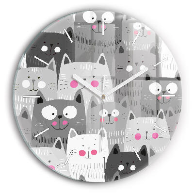 Pendule murale ronde Motif avec des chats