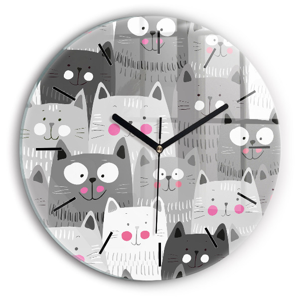 Pendule murale ronde Motif avec des chats