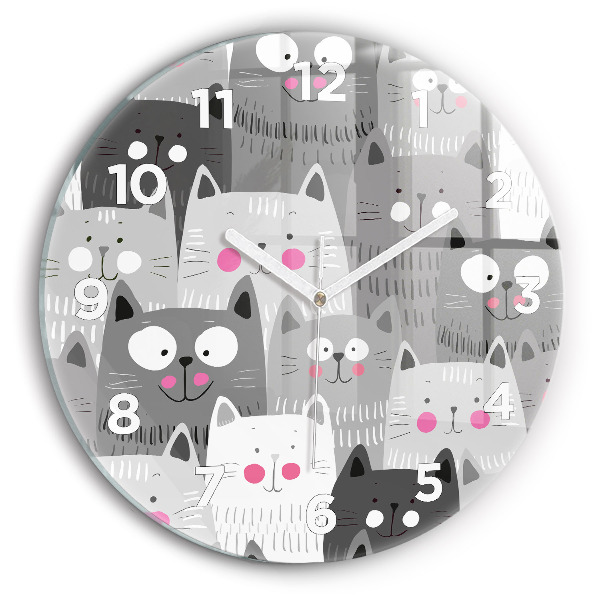 Pendule murale ronde Motif avec des chats