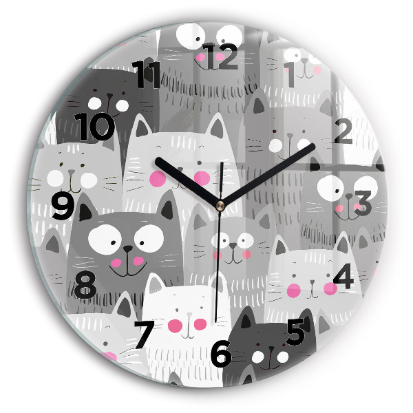 Pendule murale ronde Motif avec des chats