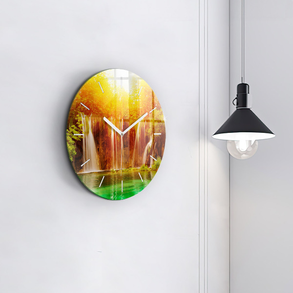 Pendule murale ronde Vue de la cascade