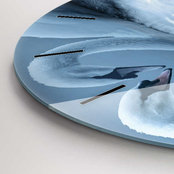 Horloge ronde Des cygnes dans le cœur