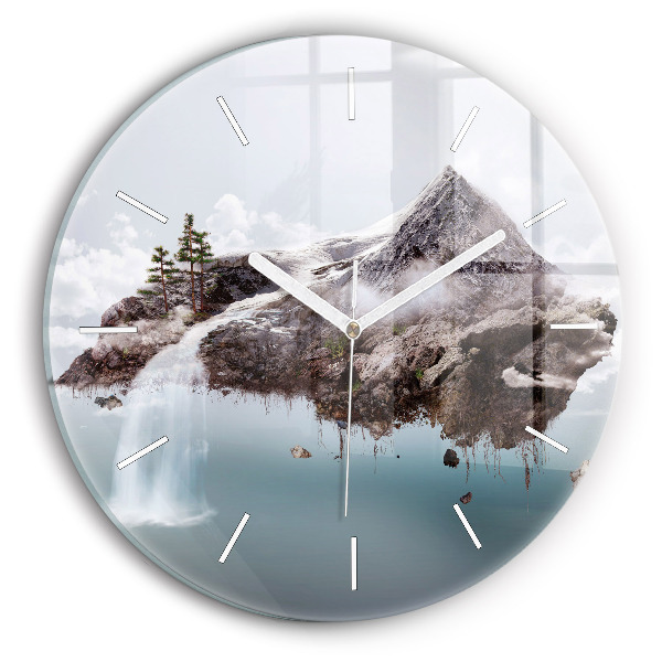 Horloge ronde 'L''île volante et la cascade'