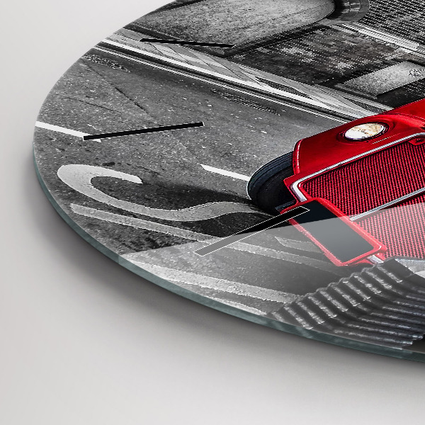 Horloge ronde Bus rouge à impériale