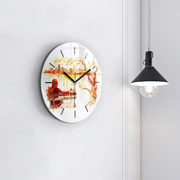 Horloge ronde 'Paysage d''automne'