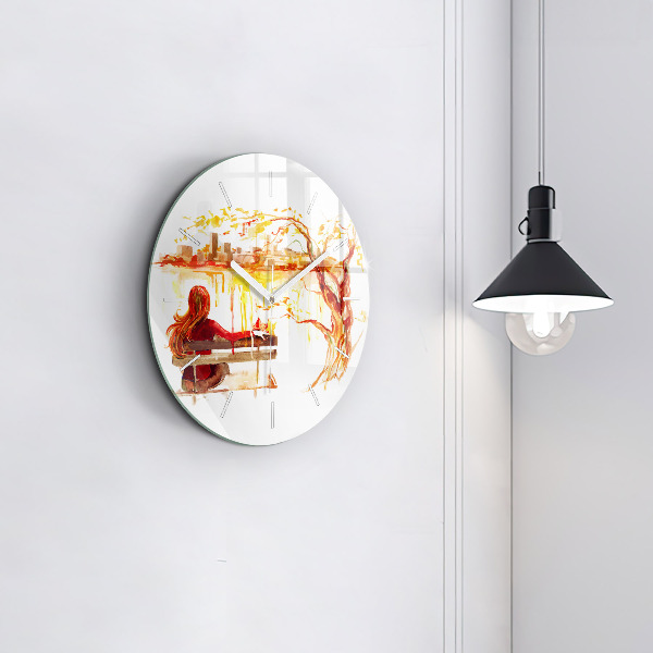 Horloge ronde 'Paysage d''automne'
