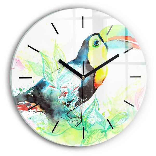 Horloge ronde 'Toucan dans l''herbe'