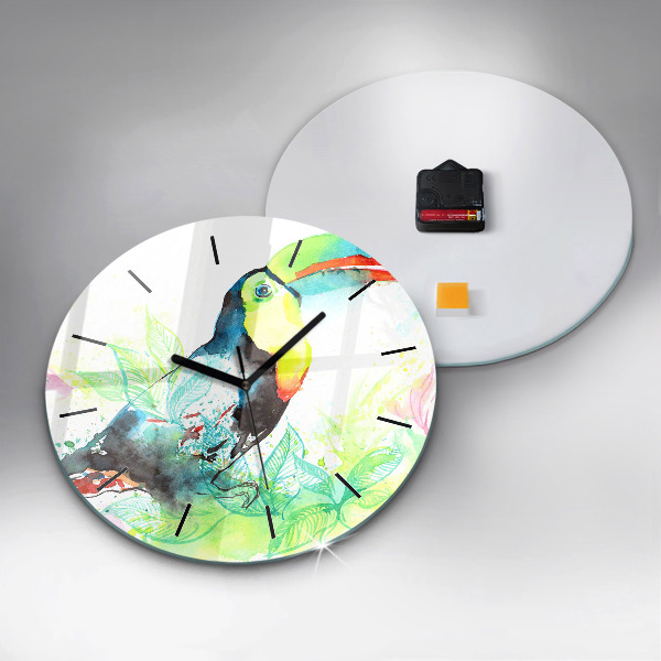 Horloge ronde 'Toucan dans l''herbe'