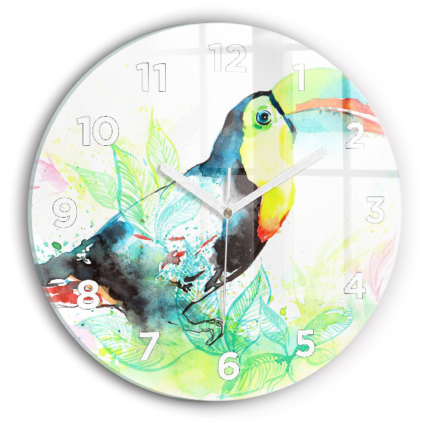 Horloge ronde 'Toucan dans l''herbe'