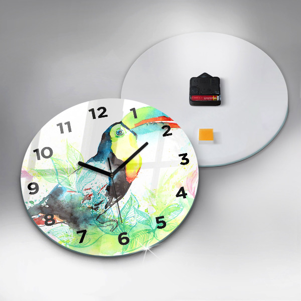 Horloge ronde 'Toucan dans l''herbe'