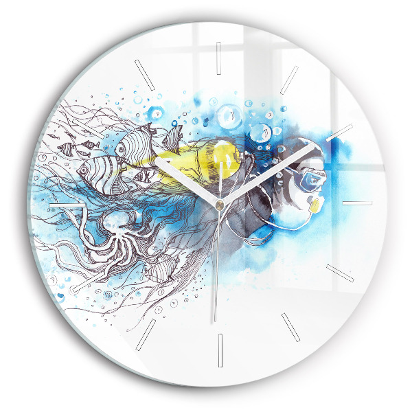 Horloge ronde La vie des poissons sous-marins
