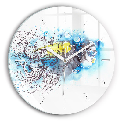 Horloge ronde La vie des poissons sous-marins