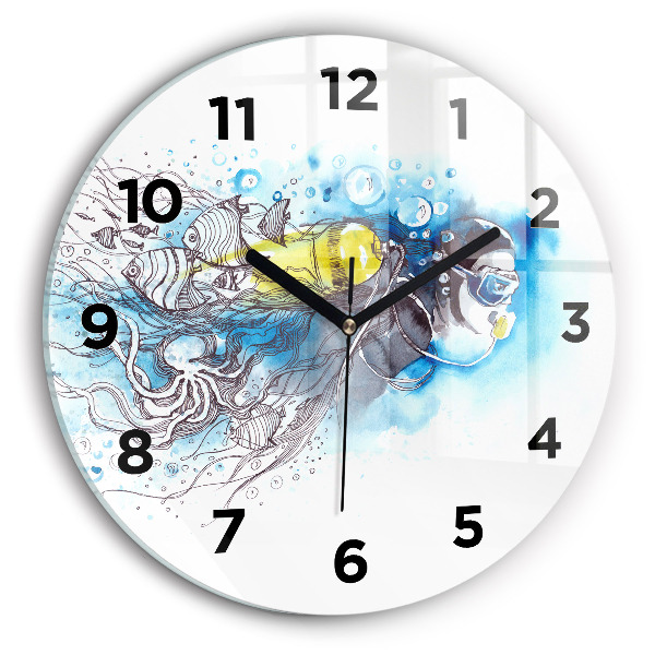 Horloge ronde La vie des poissons sous-marins