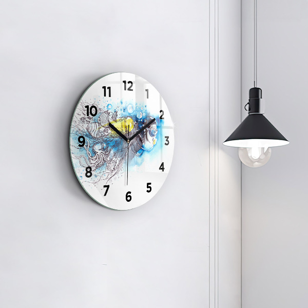 Horloge ronde La vie des poissons sous-marins