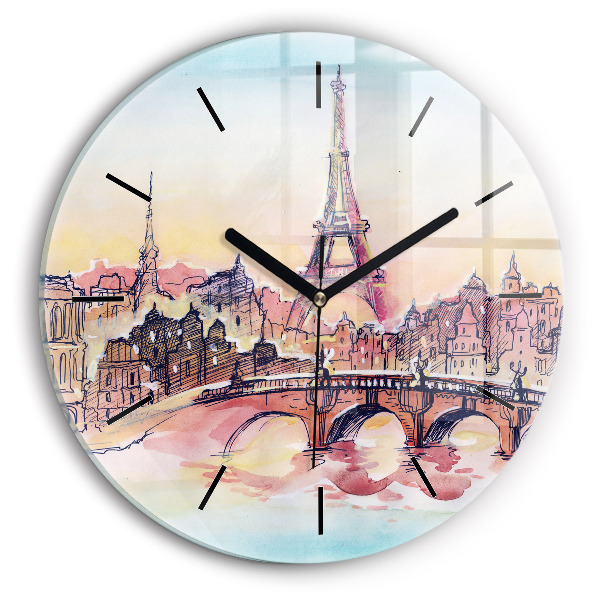 Horloge ronde Paysage peint de Paris