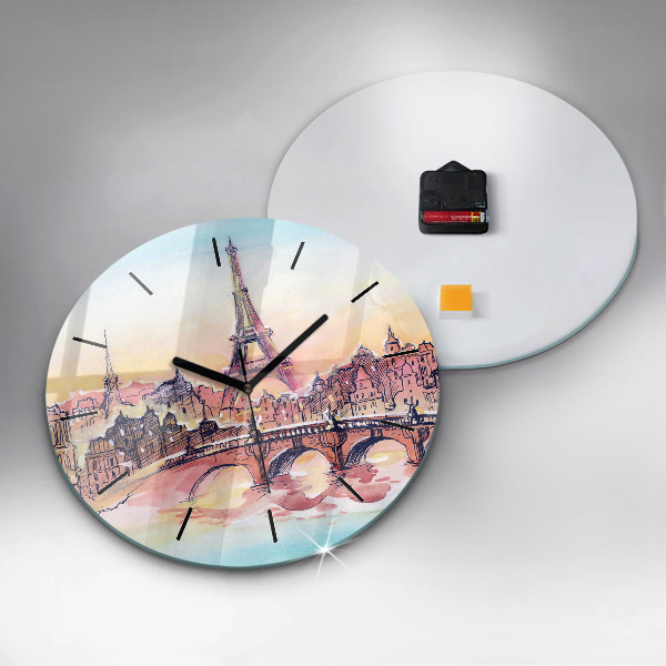 Horloge ronde Paysage peint de Paris
