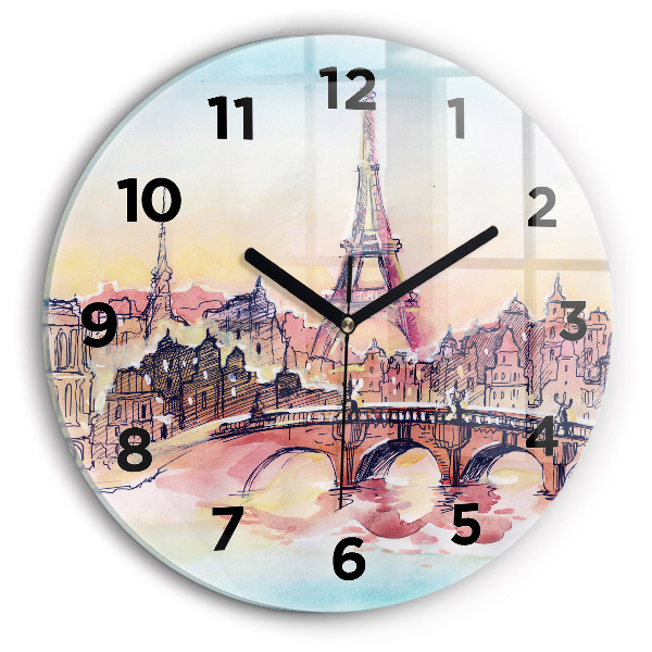 Horloge ronde Paysage peint de Paris