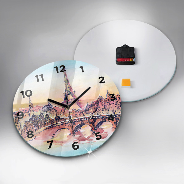 Horloge ronde Paysage peint de Paris