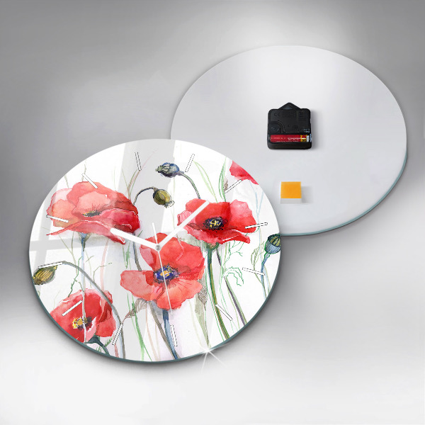Horloge ronde Coquelicots rouges peints