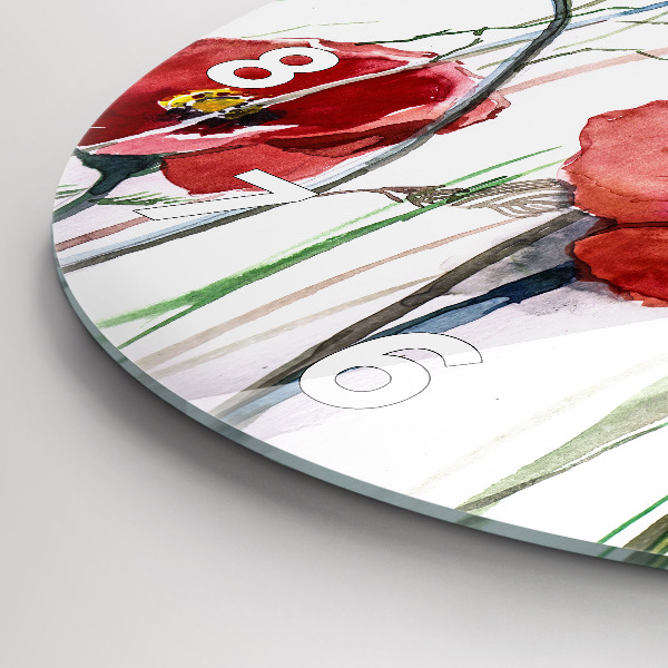 Horloge ronde Coquelicots rouges peints