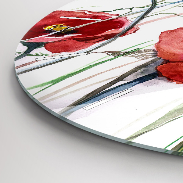 Horloge ronde Coquelicots rouges peints