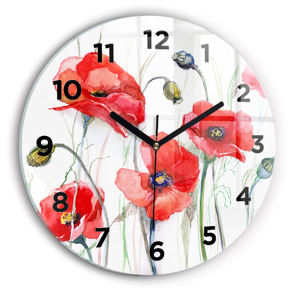 Horloge ronde Coquelicots rouges peints