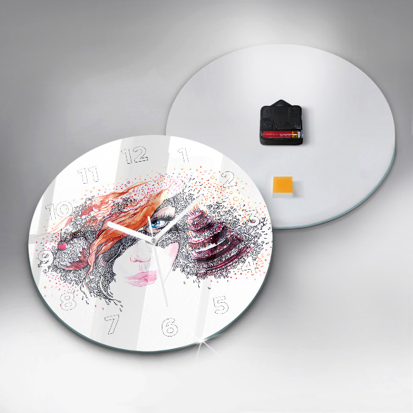 Horloge ronde Douce femme avec un gâteau