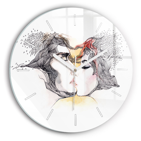 Horloge ronde 'Dessin de baiser d''amour'