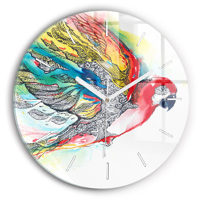 Horloge ronde Perroquet coloré en vol