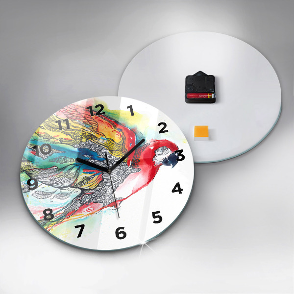 Horloge ronde Perroquet coloré en vol