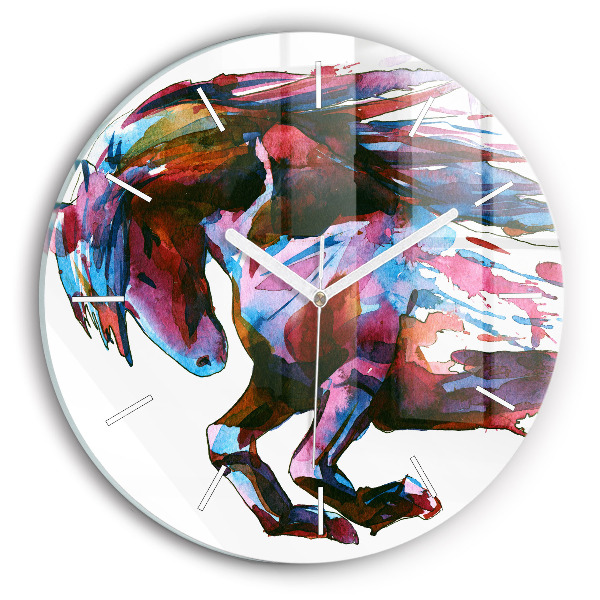 Horloge ronde Un cheval en fuite