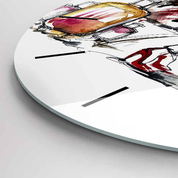 Horloge ronde Femme avec des valises