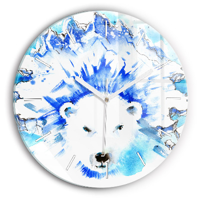 Horloge ronde Ours sur fond de glace