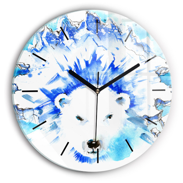 Horloge ronde Ours sur fond de glace