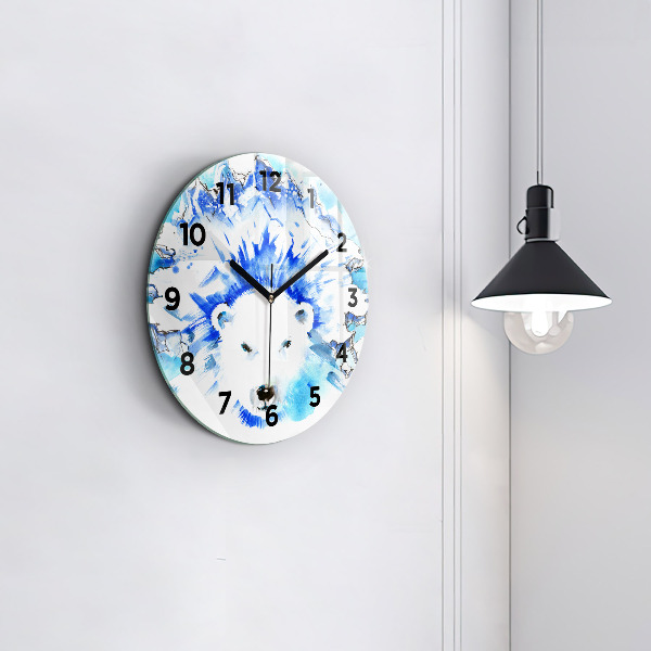 Horloge ronde Ours sur fond de glace