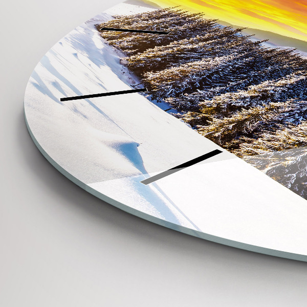 Horloge ronde 'Paysage de montagne d''hiver'