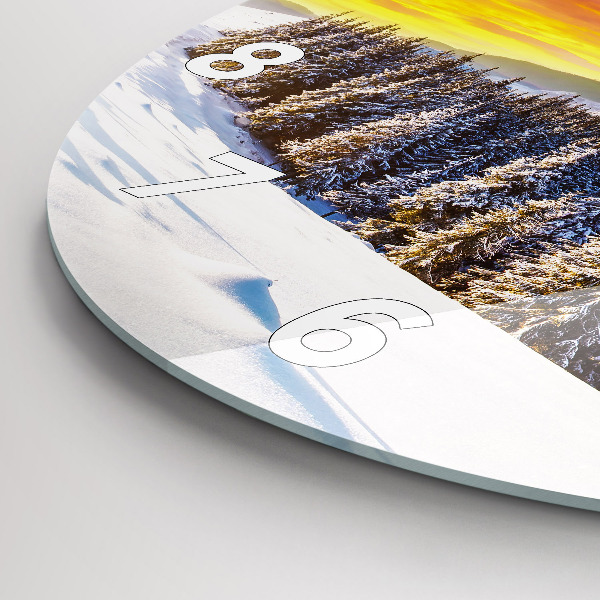 Horloge ronde 'Paysage de montagne d''hiver'