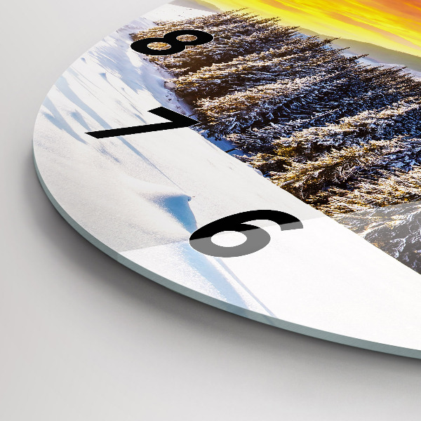 Horloge ronde 'Paysage de montagne d''hiver'