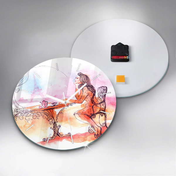 Horloge ronde Femme buvant du thé