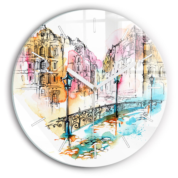 Horloge ronde Architecture peinte